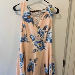 Pink & Blue Floral Formal Lulus Dress
